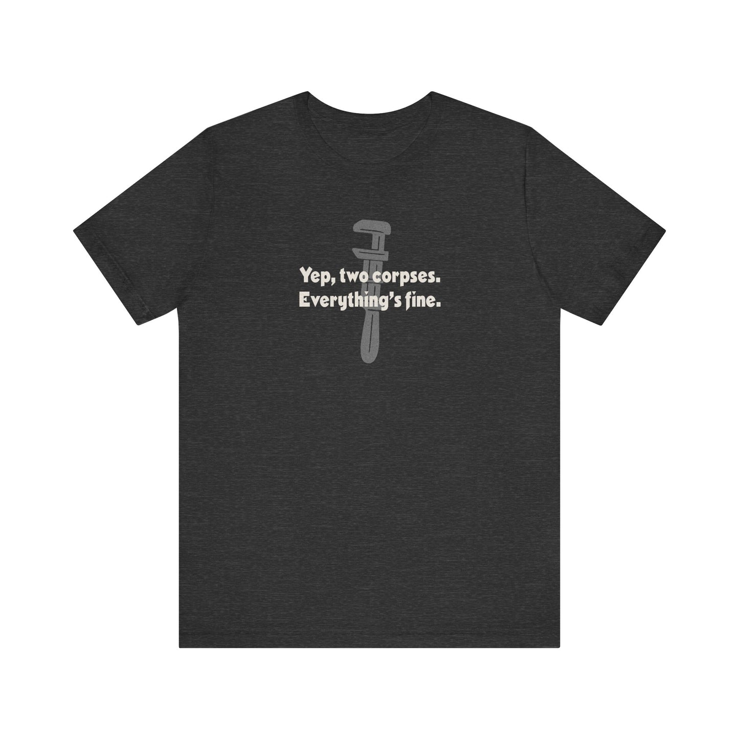 Yep, Two Corpses. Everything’s Fine — Clue Retro Tee (Dark)
