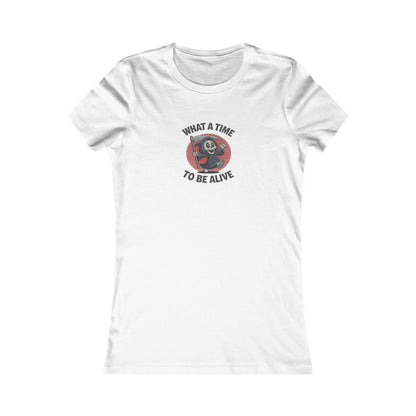 What a Time to Be Alive (Cute) — Lil Reaper Retro Women's Tee (Light)
