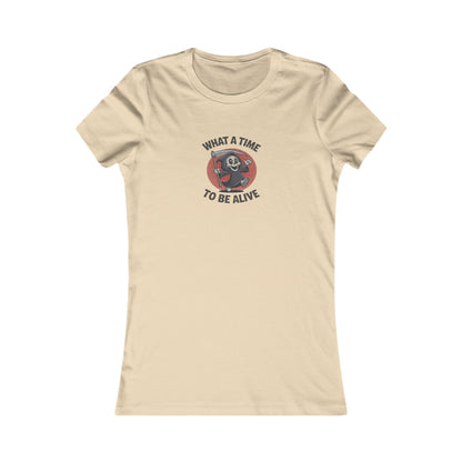 What a Time to Be Alive (Cute) — Lil Reaper Retro Women's Tee (Light)