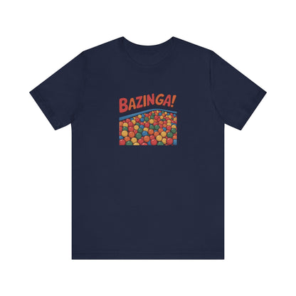 Bazinga! Ball Pit — Big Bang Theory Retro Tee (Dark)