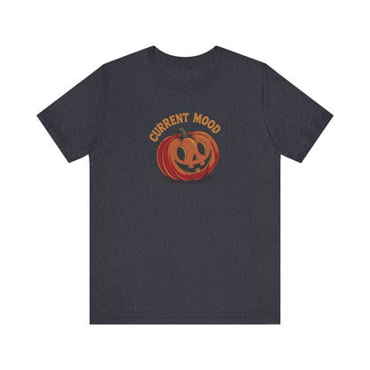 Current Mood (Cute Pumpkin) — Retro Halloween Tee (Dark)