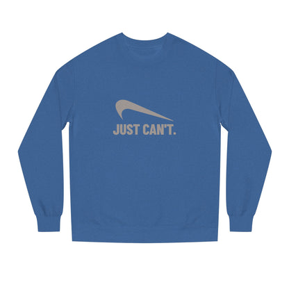 Just Can’t Athletic Parody — Retro Workout Sweatshirt (Dark)