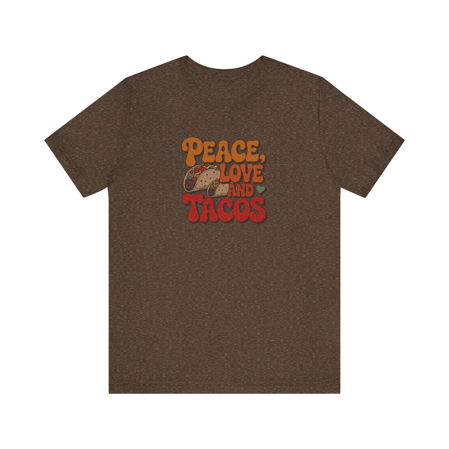 Peace, Love, and Tacos — Retro Foodie Tee (Dark)