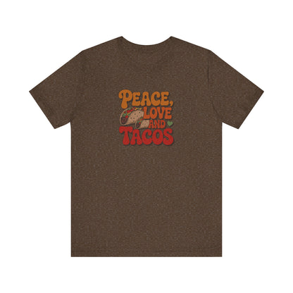 Peace, Love, and Tacos — Retro Foodie Tee (Dark)