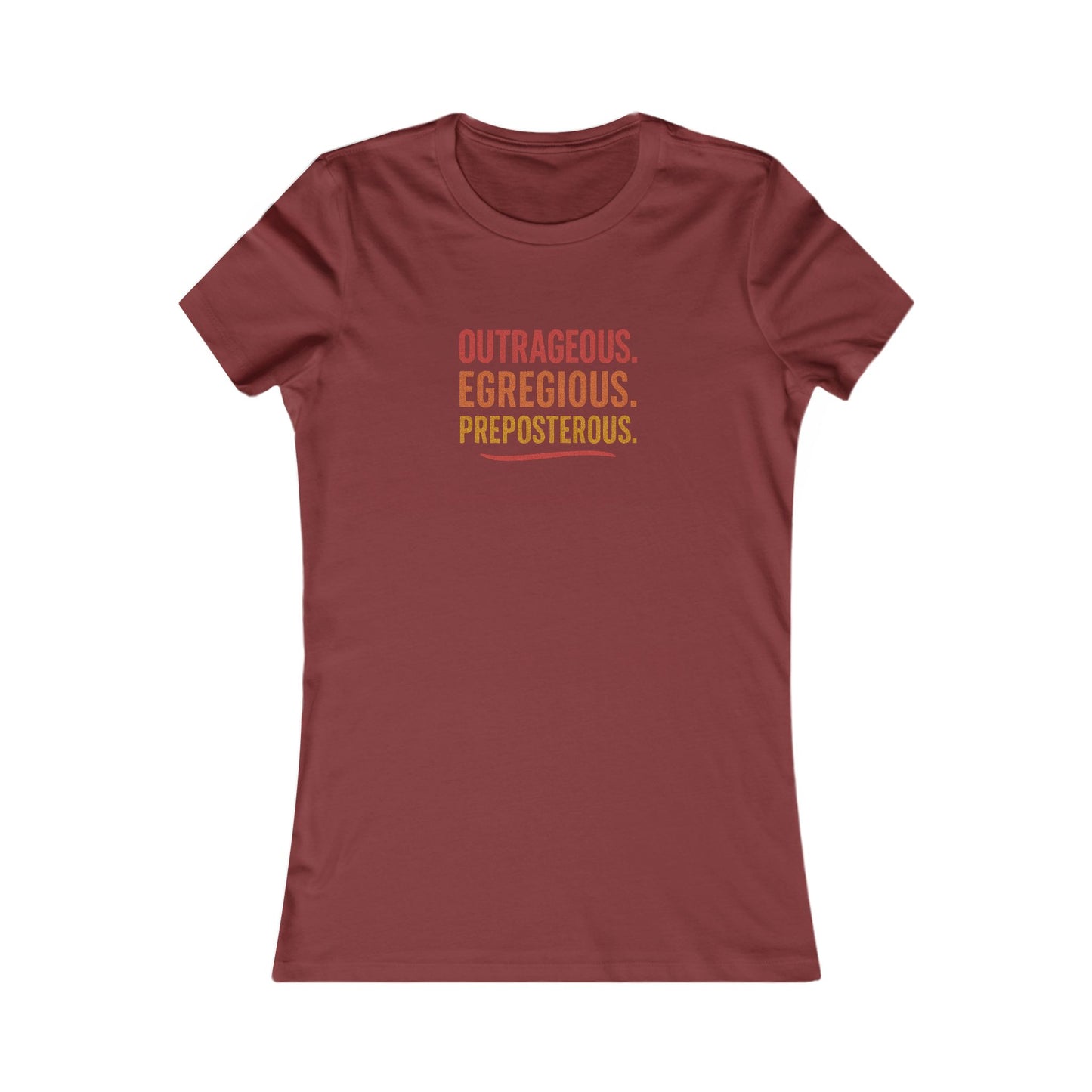 Outrageous Egregious Preposterous (Warm Gradient) — Seinfeld Retro Women's Tee (Dark)