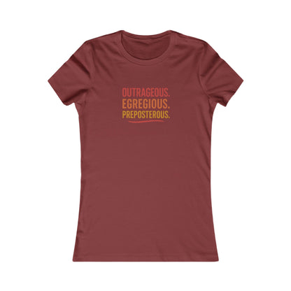 Outrageous Egregious Preposterous (Warm Gradient) — Seinfeld Retro Women's Tee (Dark)