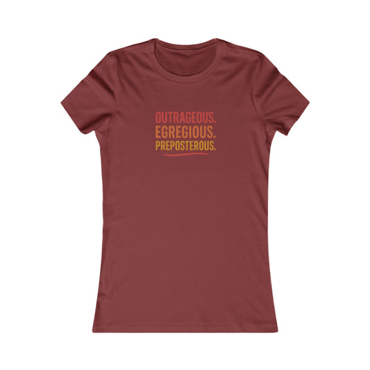 Outrageous Egregious Preposterous (Warm Gradient) — Seinfeld Retro Women's Tee (Dark)