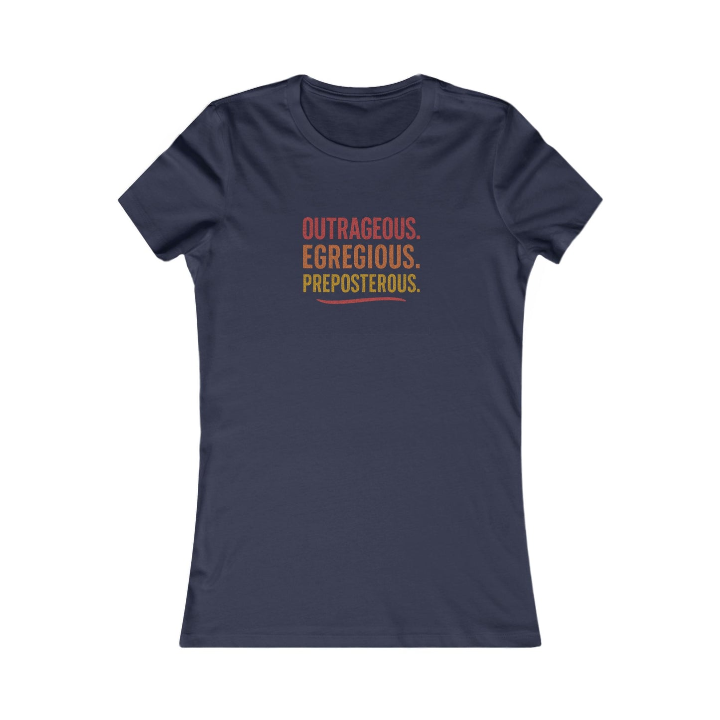 Outrageous Egregious Preposterous (Warm Gradient) — Seinfeld Retro Women's Tee (Dark)