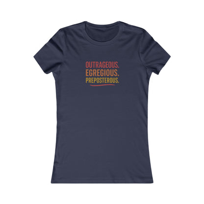 Outrageous Egregious Preposterous (Warm Gradient) — Seinfeld Retro Women's Tee (Dark)
