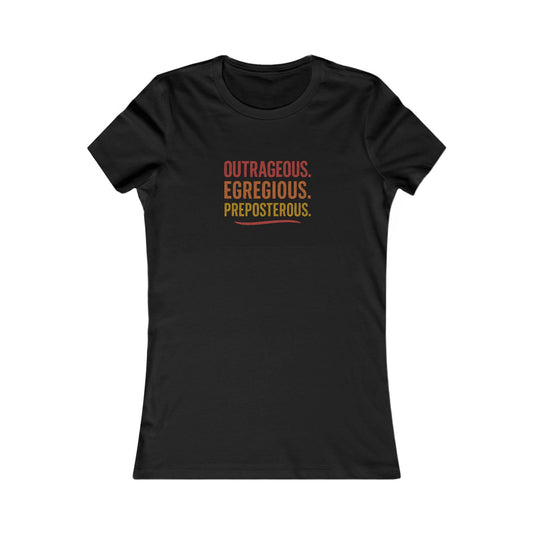 Outrageous Egregious Preposterous (Warm Gradient) — Seinfeld Retro Women's Tee (Dark)