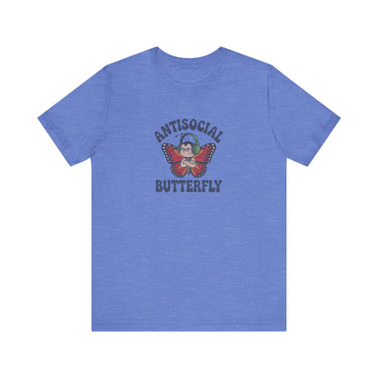 Antisocial Butterfly (Male) — Retro Workout Tee (Light)