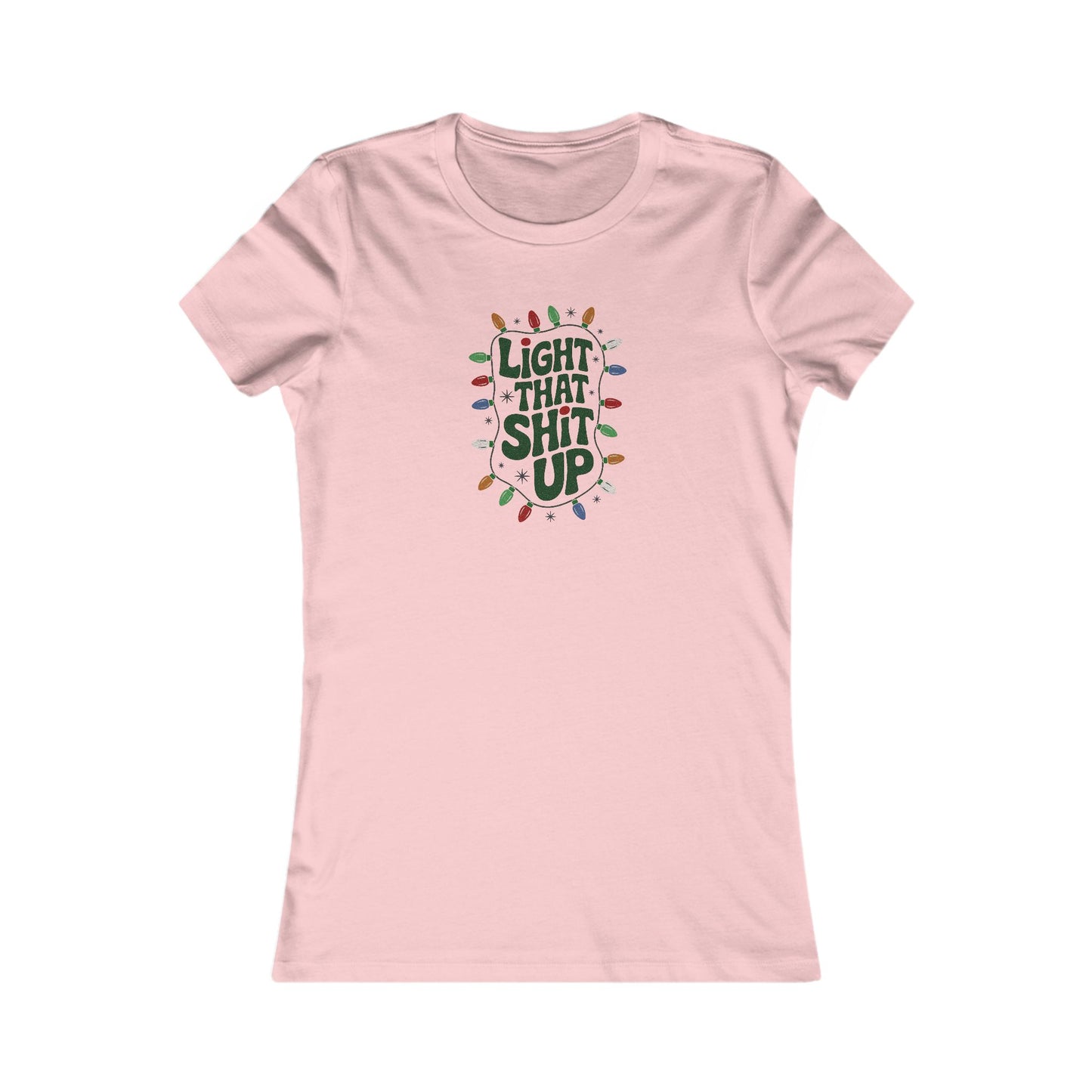 Light That Sh!t Up — Retro Christmas Lights Women's Tee (Light)