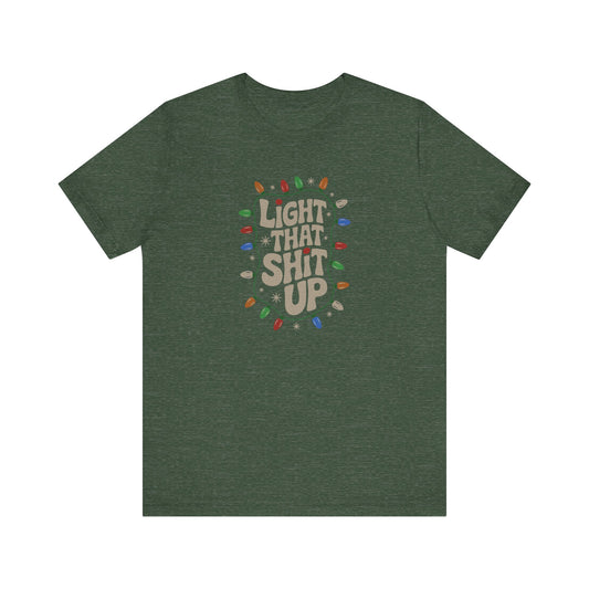 Light That Sh!t Up — Retro Christmas Lights Tee (Dark)
