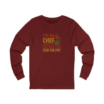 I'm No Chef, But Man I Stir the Pot — Retro Long Sleeve (Dark)