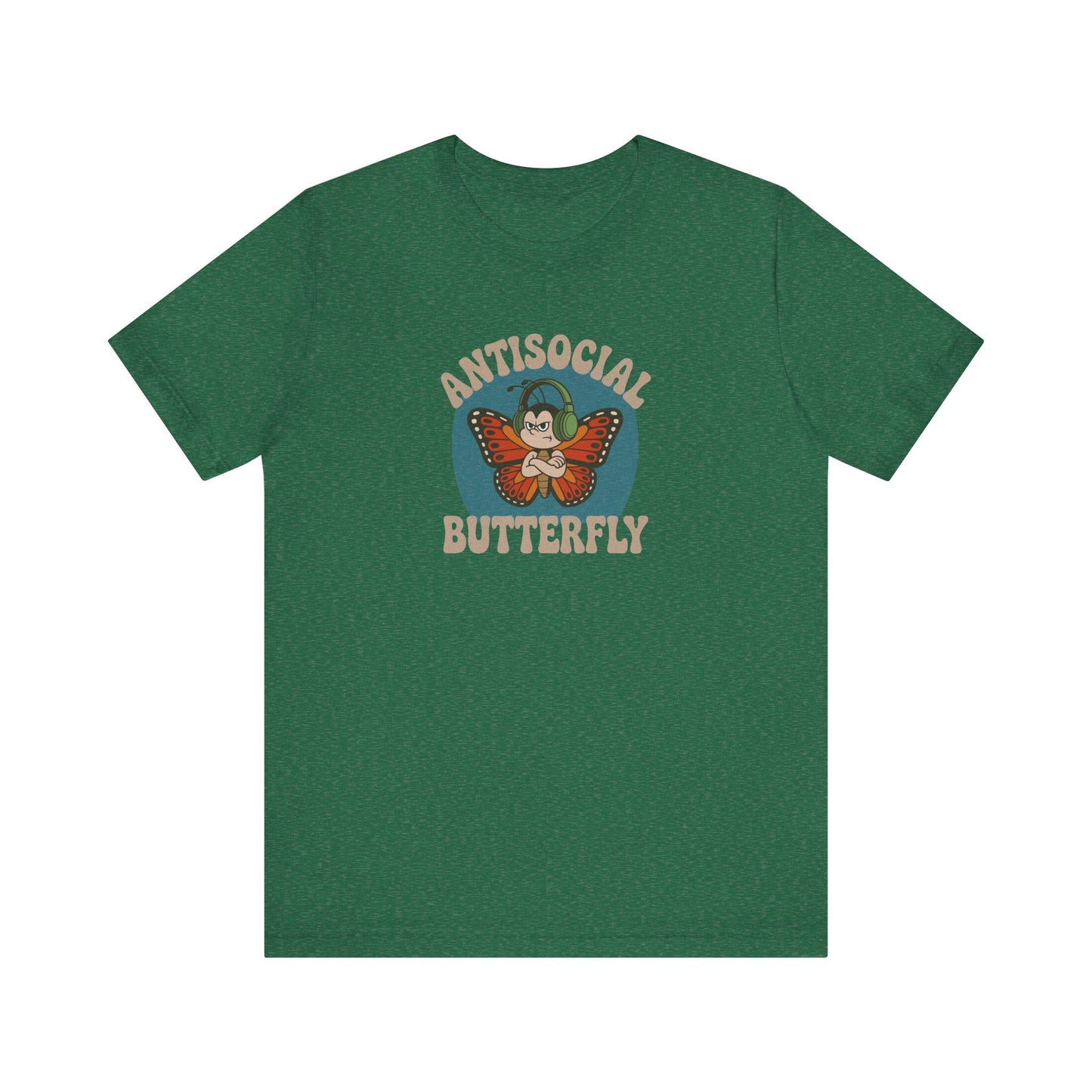 Antisocial Butterfly (Male) — Retro Workout Tee (Dark)