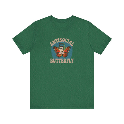 Antisocial Butterfly (Male) — Retro Workout Tee (Dark)