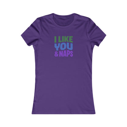 I Like You & Naps (Cool Gradient) — Retro Loungewear Women's Tee (Dark)