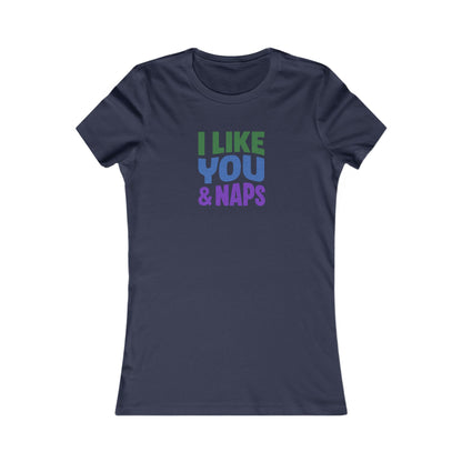 I Like You & Naps (Cool Gradient) — Retro Loungewear Women's Tee (Dark)