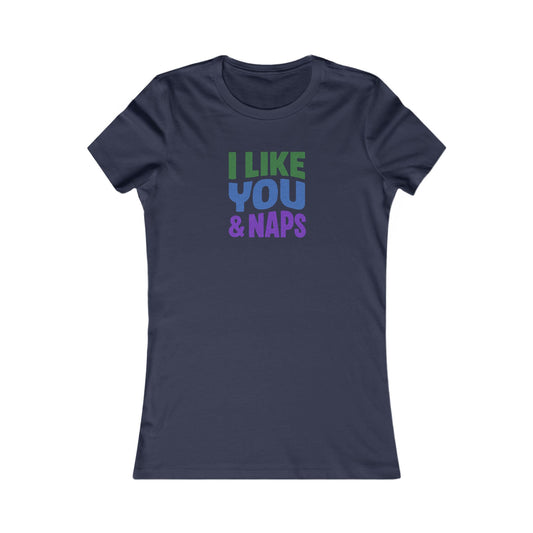 I Like You & Naps (Cool Gradient) — Retro Loungewear Women's Tee (Dark)