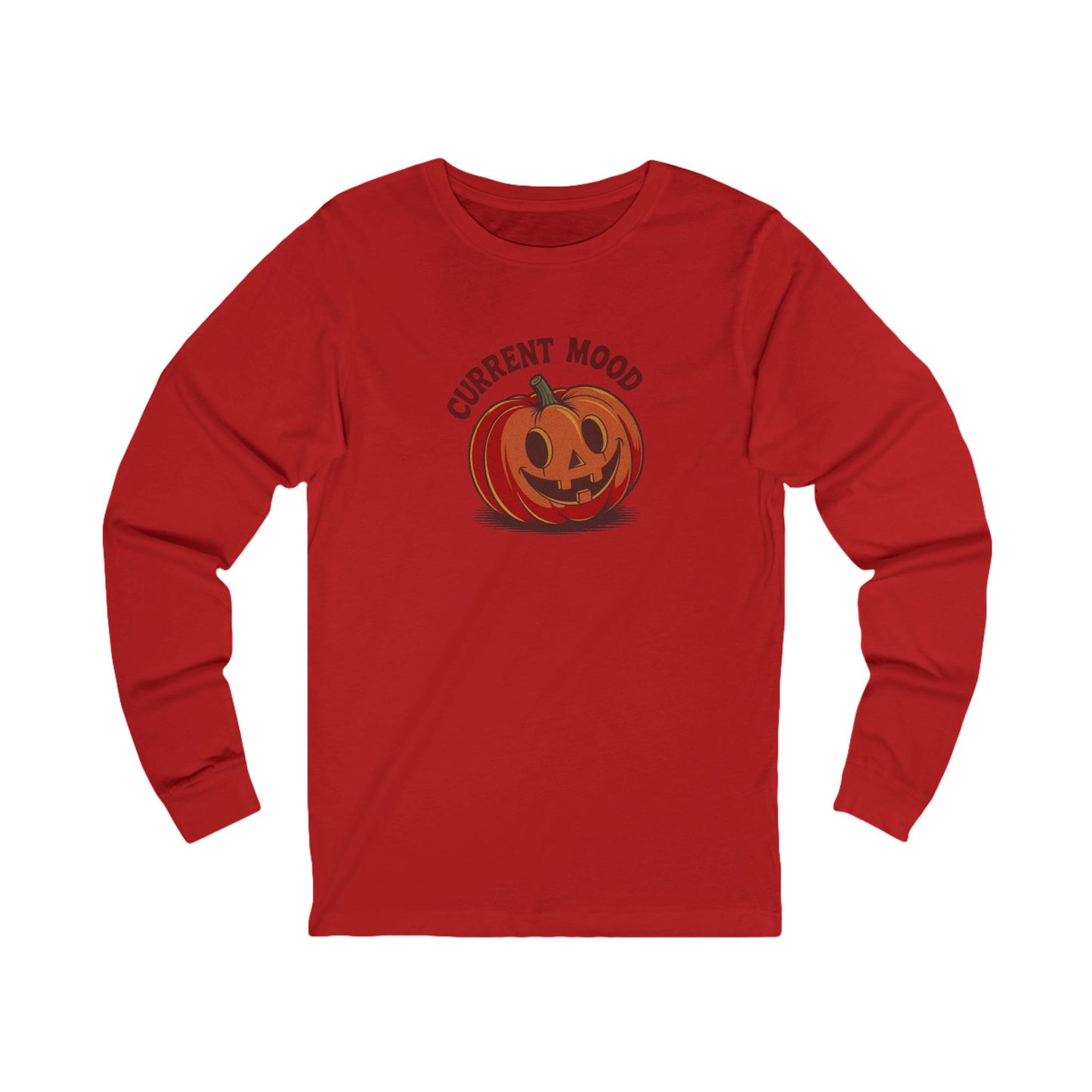 Current Mood (Cute Pumpkin) — Retro Halloween Long Sleeve (Light)