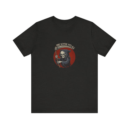 One Scythe Fits All — Grim Reaper Retro Tee (Dark)