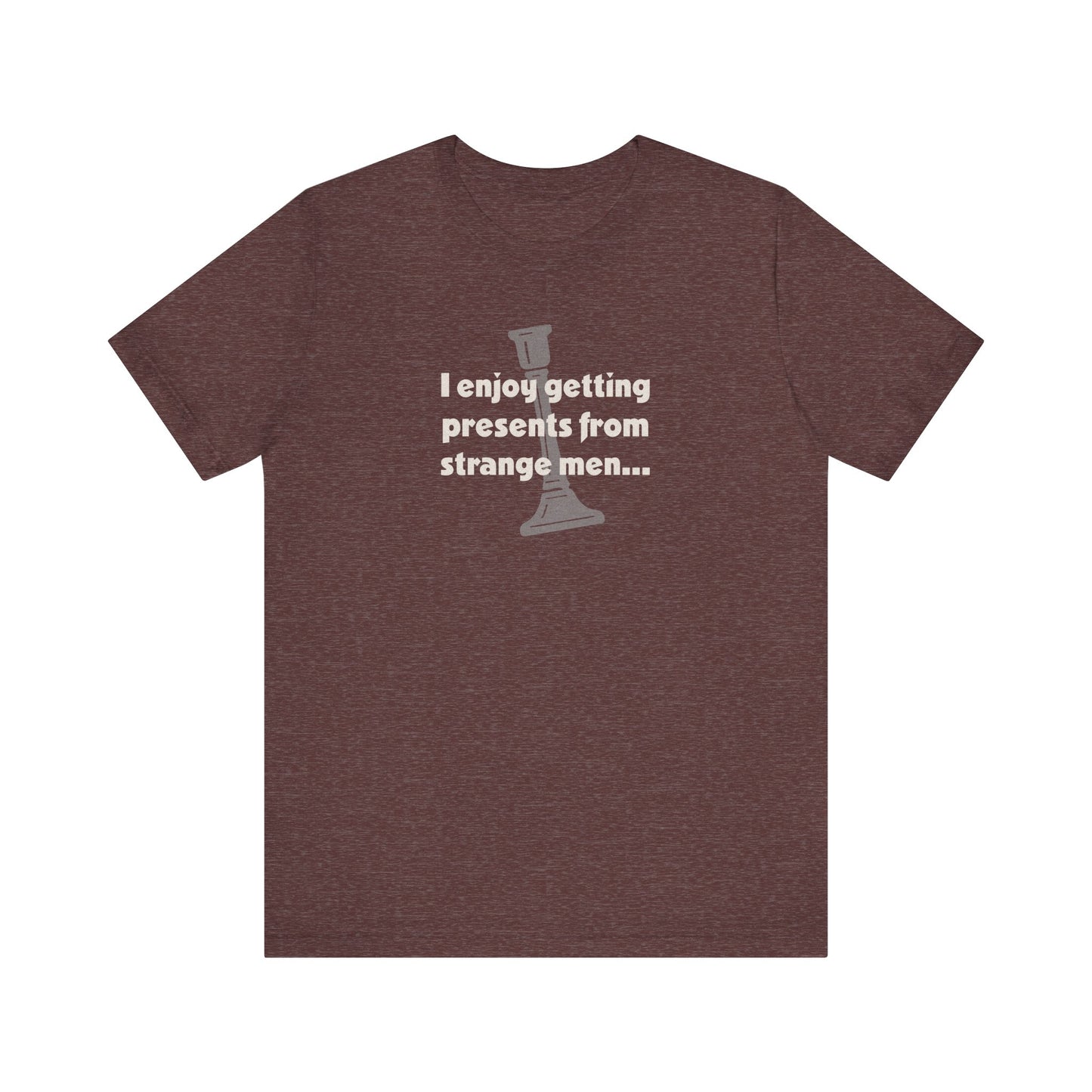 I Enjoy Getting Presents From Strange Men — Clue Retro Tee (Dark)