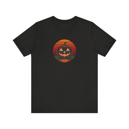 Retro Jack: Bold Grin — Halloween Sunset Tee (Dark)