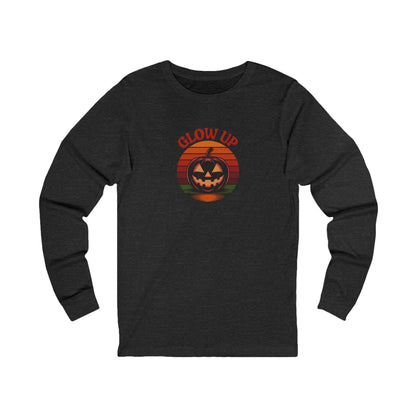 Halloween Glow Up Pumpkin — Retro Autumn Sunset Long Sleeve (Dark)