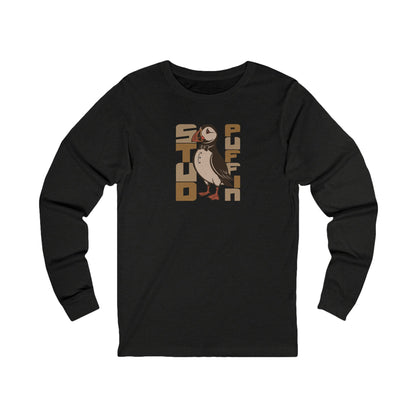 Stud Puffin, Licensed to Chill – Spy-Bird Retro Long Sleeve (Dark)