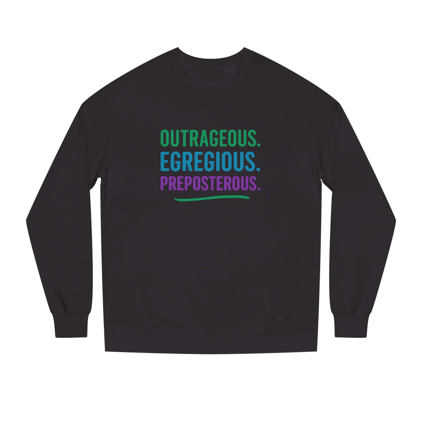Outrageous Egregious Preposterous (Cool Gradient) — Seinfeld Retro Sweatshirt (Dark)