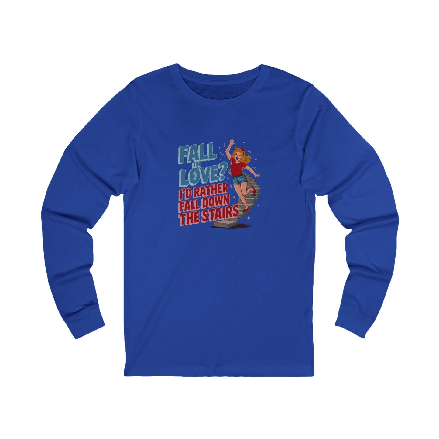 Fall in Love? I'd Rather Fall Down the Stairs — Retro Long Sleeve (Dark)
