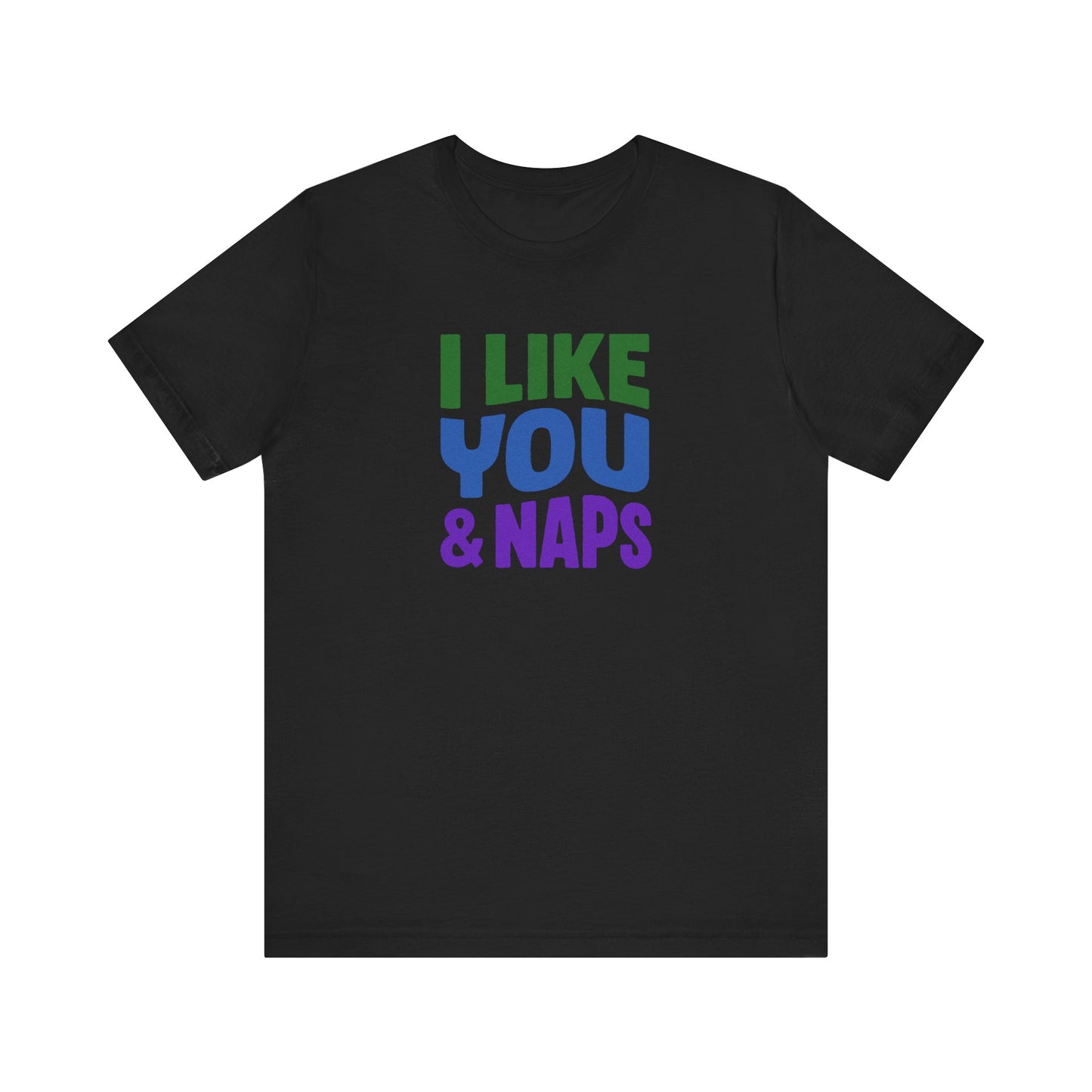 I Like You & Naps (Cool Gradient) — Retro Loungewear Tee (Dark)
