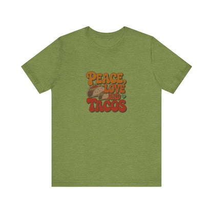 Peace, Love, and Tacos — Retro Foodie Tee (Light)