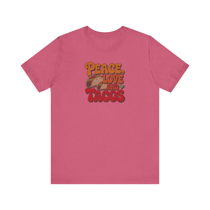 Peace, Love, and Tacos — Retro Foodie Tee (Light)