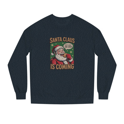 Santa Claus is Coming — Vintage Christmas Sweatshirt (Dark)