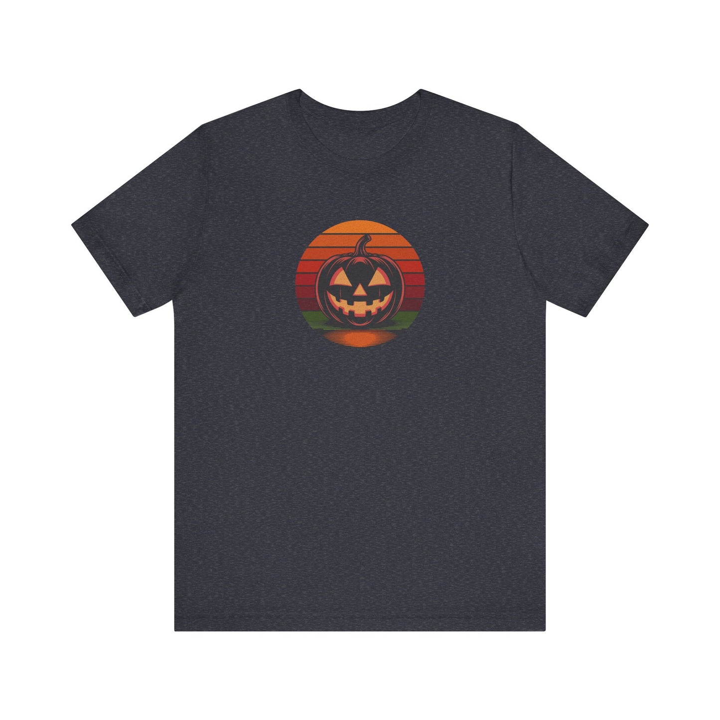 Retro Jack: Bold Grin — Halloween Sunset Tee (Dark)