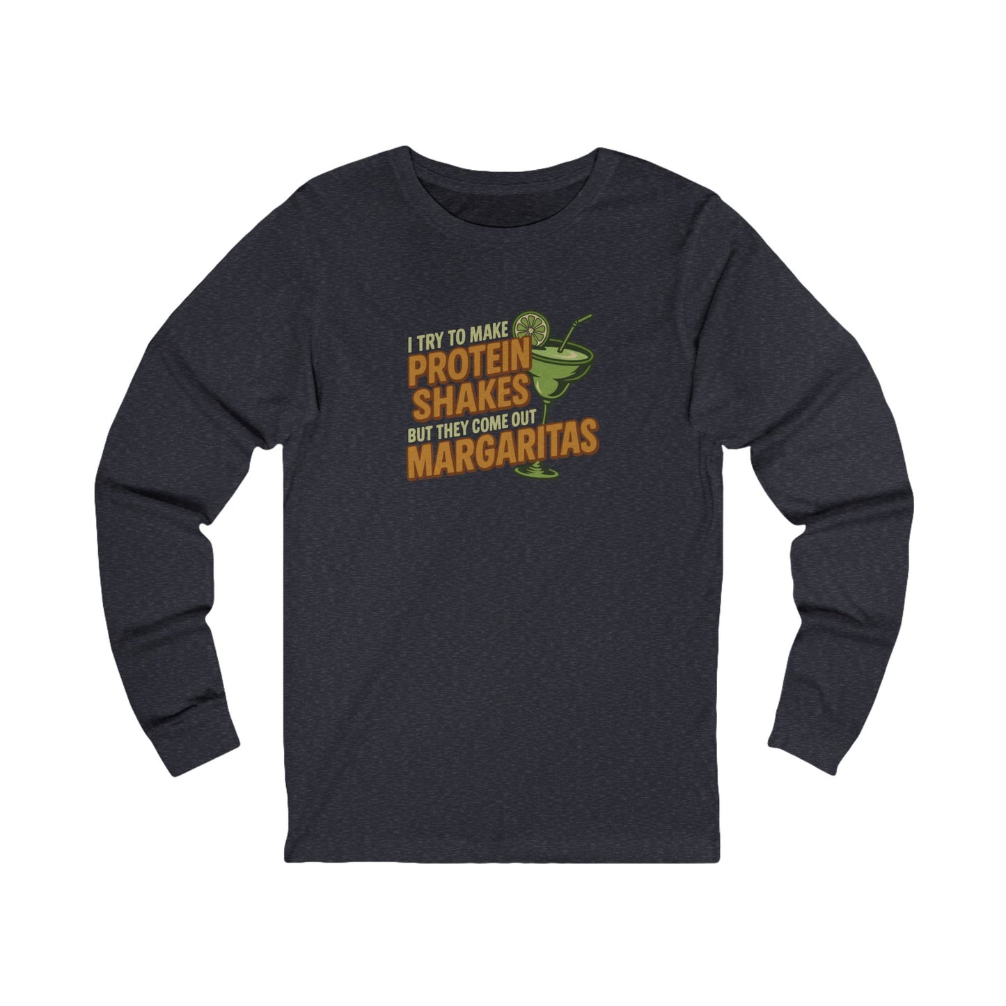 Protein Shakes (Oops, All Margaritas) — Retro Long Sleeve (Dark)