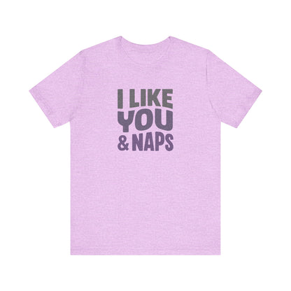 I Like You & Naps (Cool Gradient) — Retro Loungewear Tee (Light)