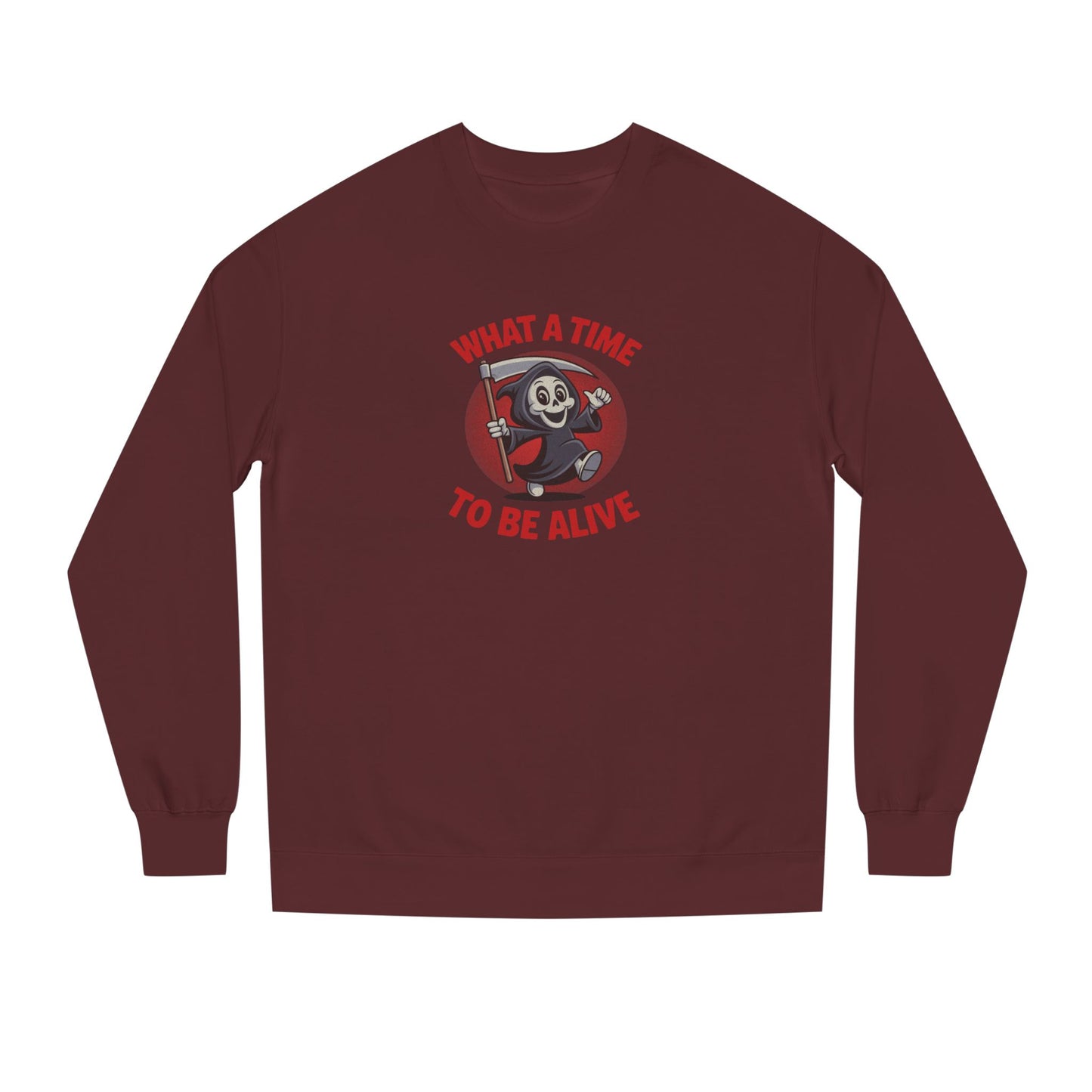 What a Time to Be Alive (Cute) — Lil Reaper Retro Sweatshirt (Dark)
