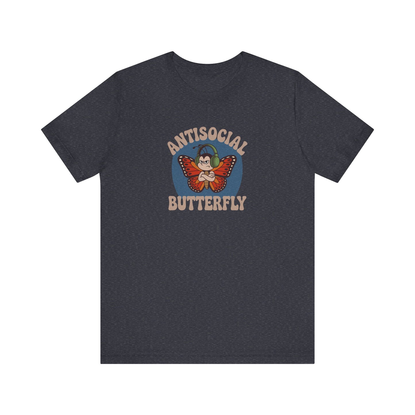 Antisocial Butterfly (Male) — Retro Workout Tee (Dark)