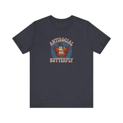 Antisocial Butterfly (Male) — Retro Workout Tee (Dark)