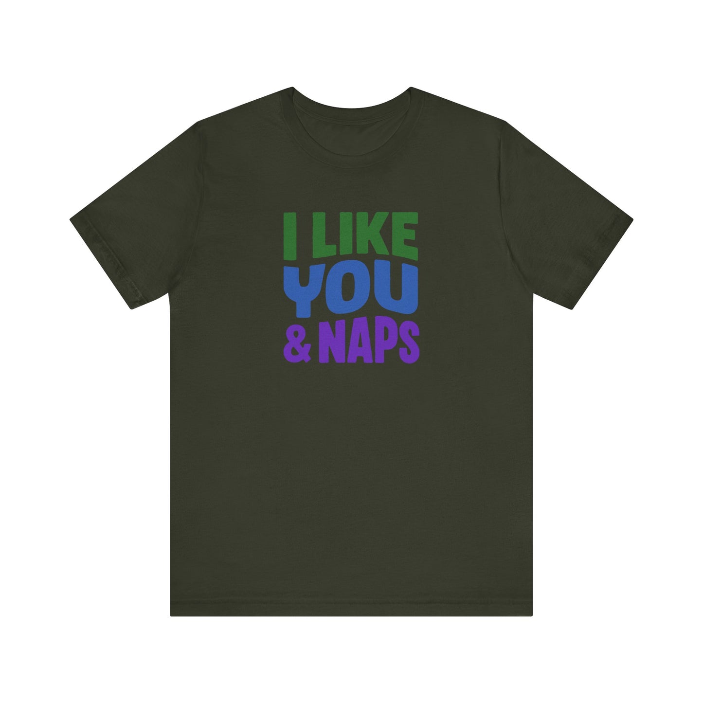 I Like You & Naps (Cool Gradient) — Retro Loungewear Tee (Dark)