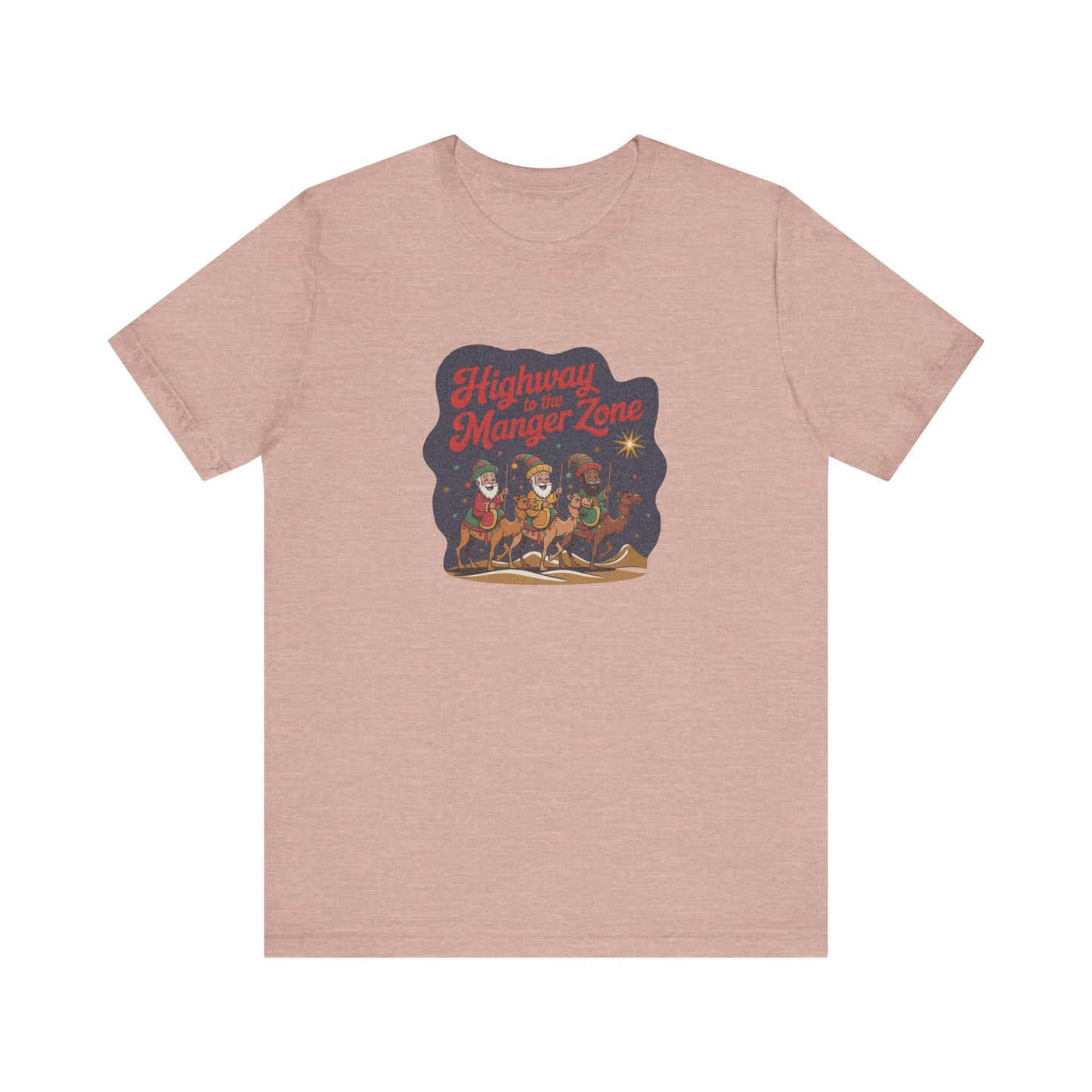 Highway to the Manger Zone — Top Gun-Inspired Christmas Retro Tee (Light)