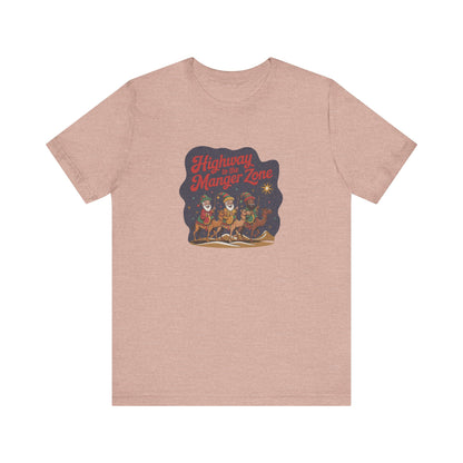 Highway to the Manger Zone — Top Gun-Inspired Christmas Retro Tee (Light)