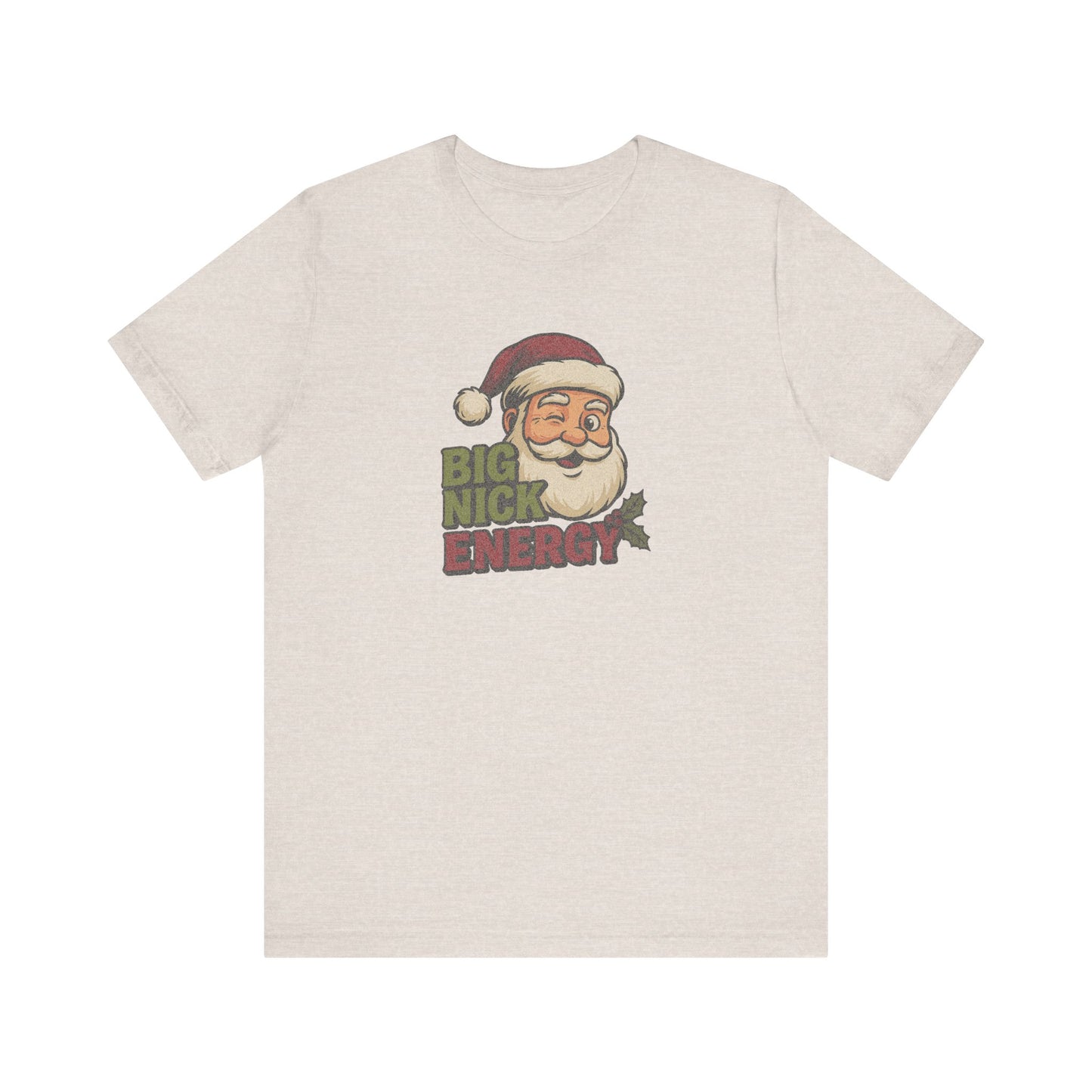 Big Nick Energy — Retro Santa Christmas Tee (Light)