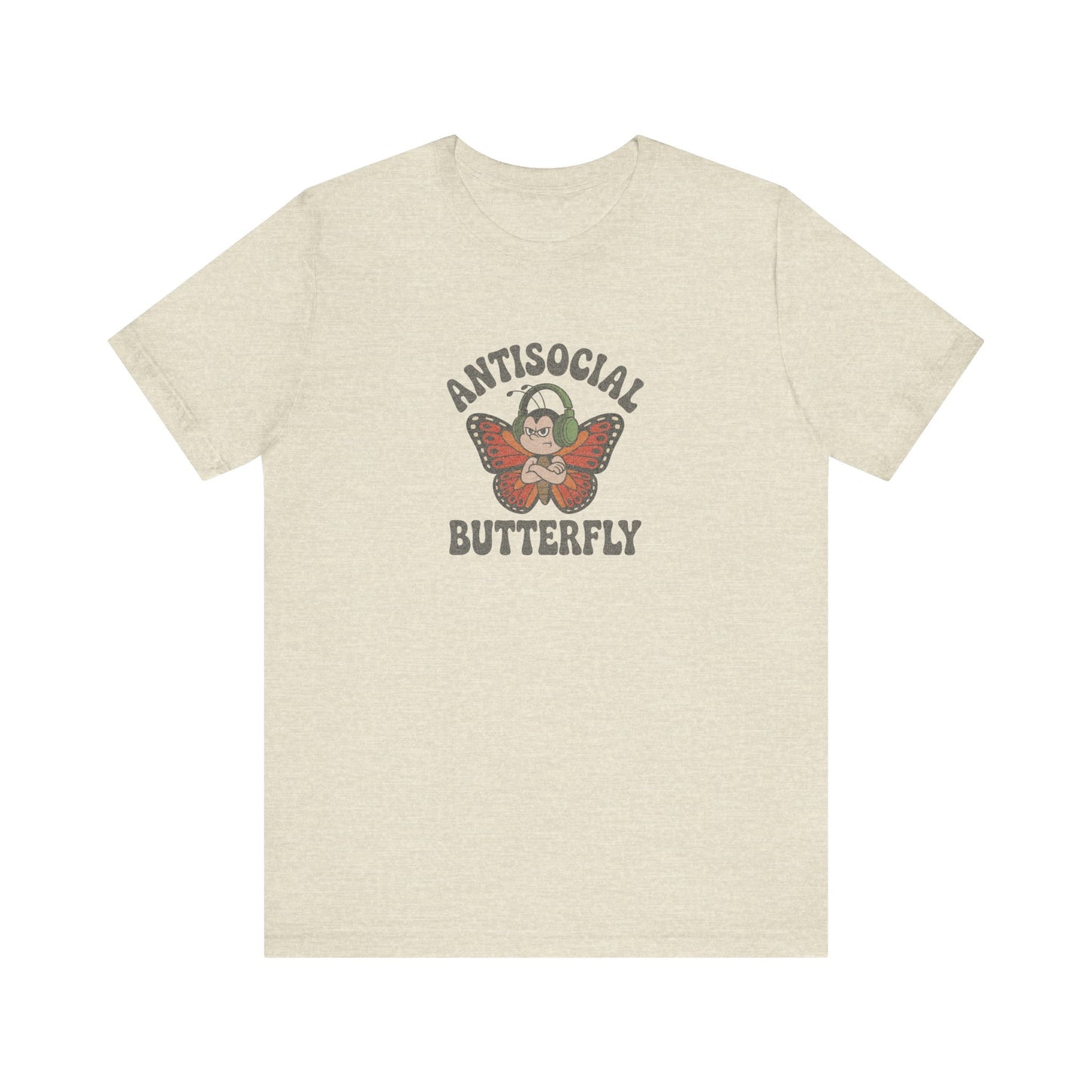 Antisocial Butterfly (Male) — Retro Workout Tee (Light)