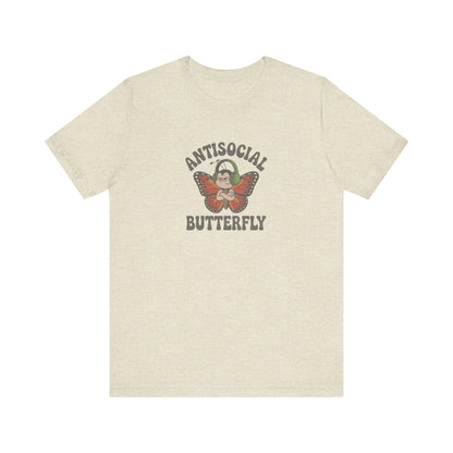 Antisocial Butterfly (Male) — Retro Workout Tee (Light)