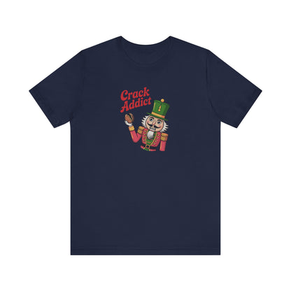 Crack Addict Nutcracker — Vintage Christmas Retro Tee (Dark)