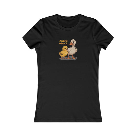 The Chick and the Duck — Friends Retro Women's Tee (Dark)