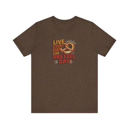 Live Every Day Like Pretzel Day — Stanley Hudson Retro Tee (Dark)
